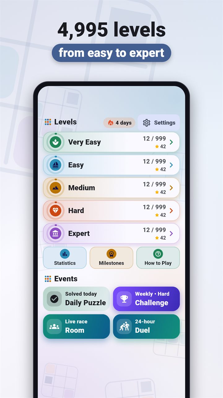 Sudoku Duel levels screen