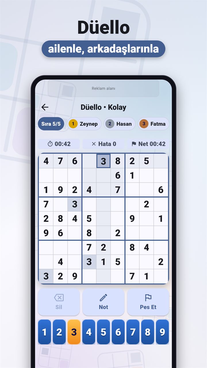 Sudoku Düello canlı yarış ekranı