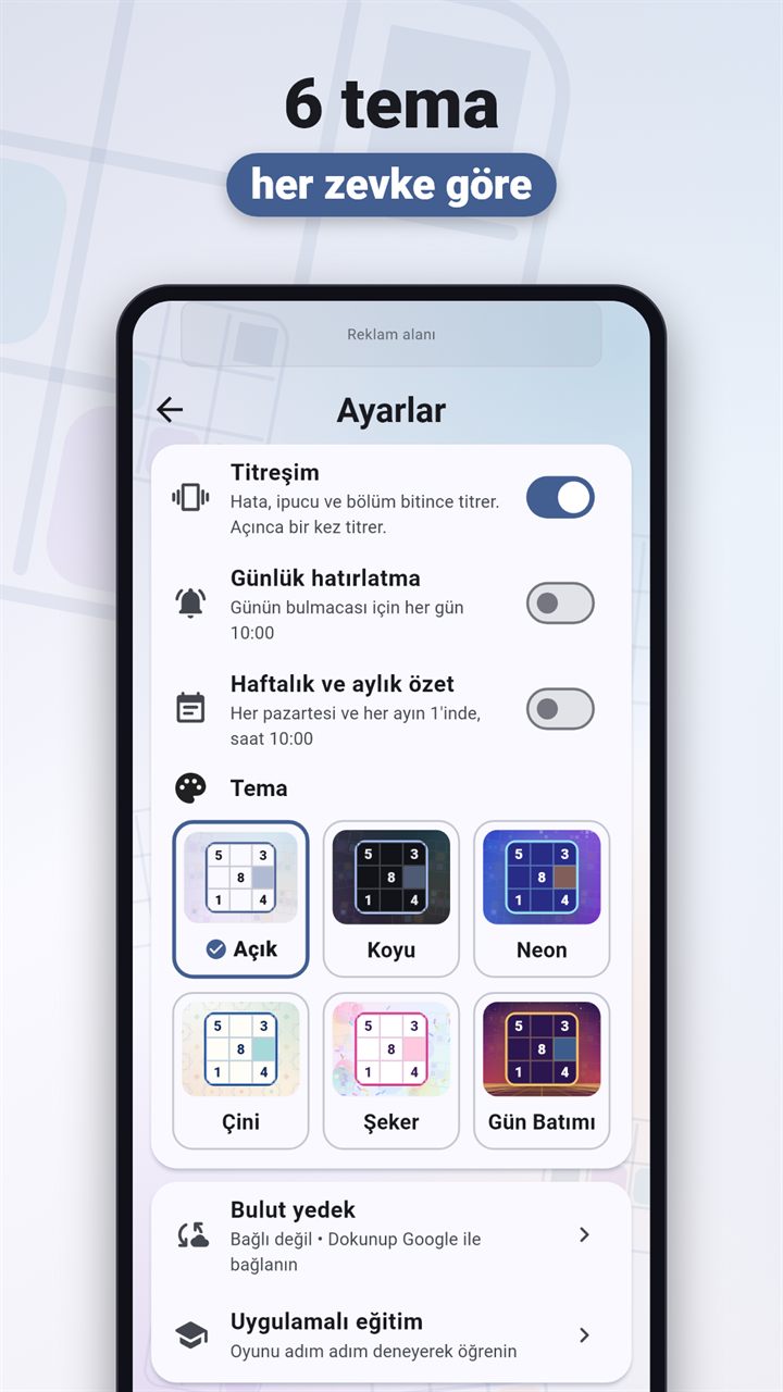 Sudoku Düello tema ayarları